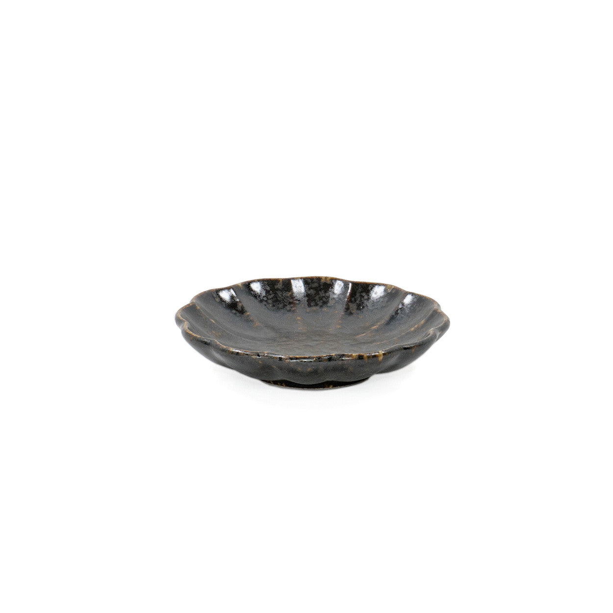 Premium Kikka Daisy Black Kessho Soy Sauce Dish - 3.8 Inch Ceramic Dipping Bowl for Sushi, Dumplings & Asian Cuisine | Elegant Tableware for Restaurants and Home Dining