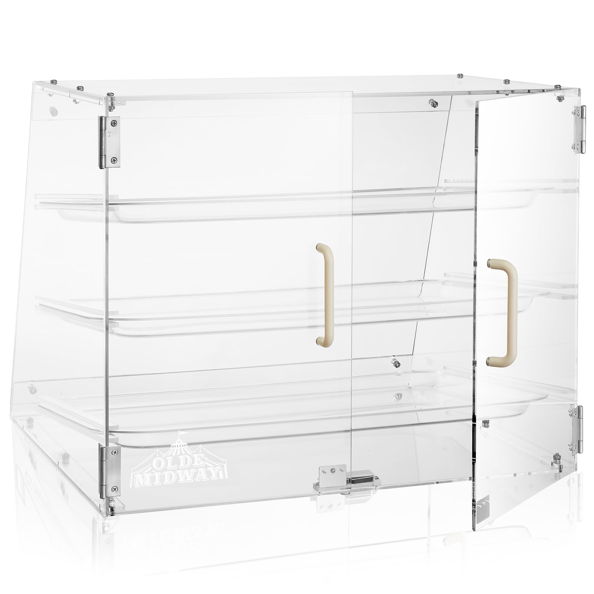 Olde Midway 3-Tier Acrylic Bakery Display Case with Removable Trays - Commercial Countertop Pastry Showcase for Donuts, Cakes & Desserts - Perfect for Bakeries, Cafes & Retail Stores