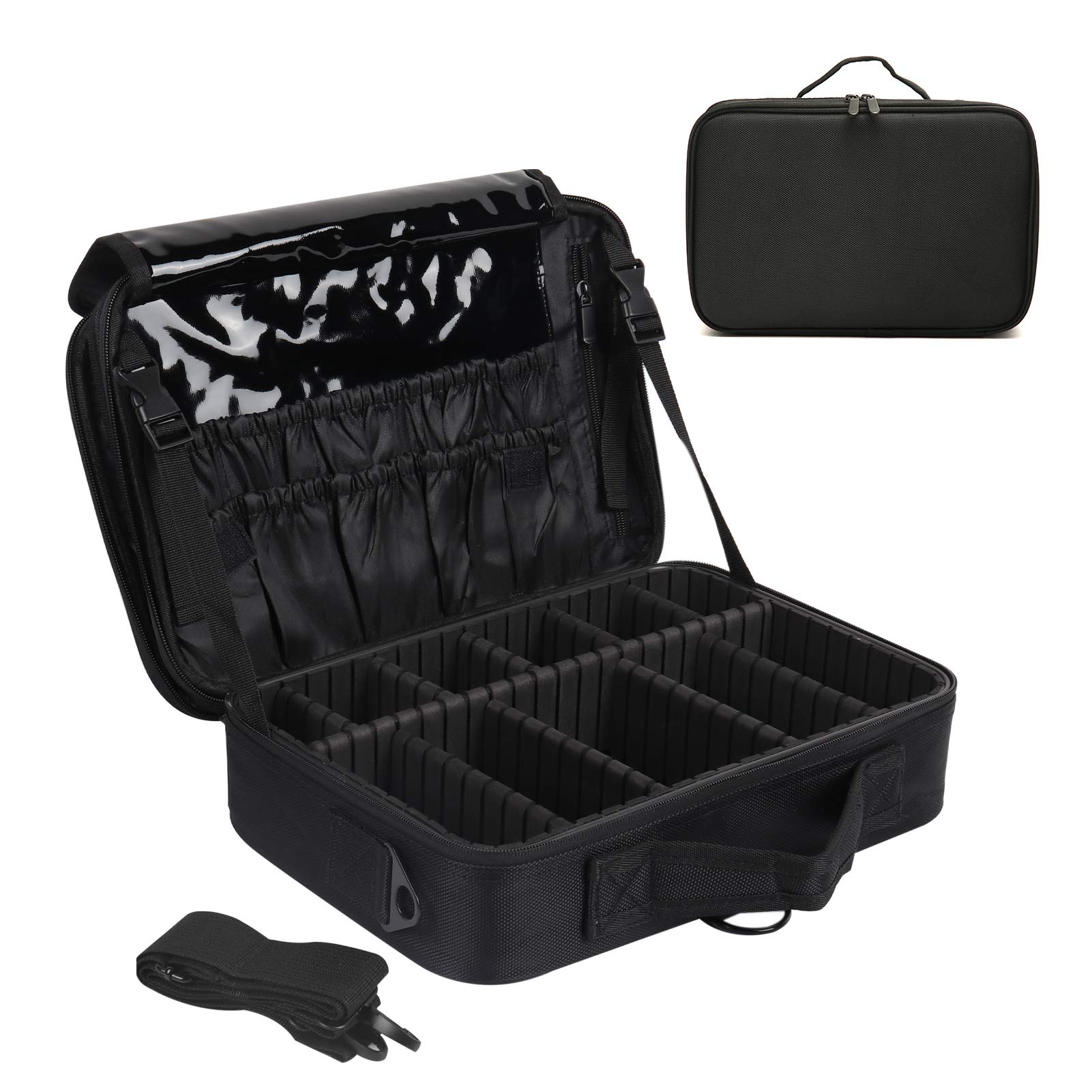 Portable Travel Makeup Bag - Large Capacity Cosmetic Organizer & Train Case for Women (Small, Black) | Perfect for Vacation, Gym & Daily Makeup Storage