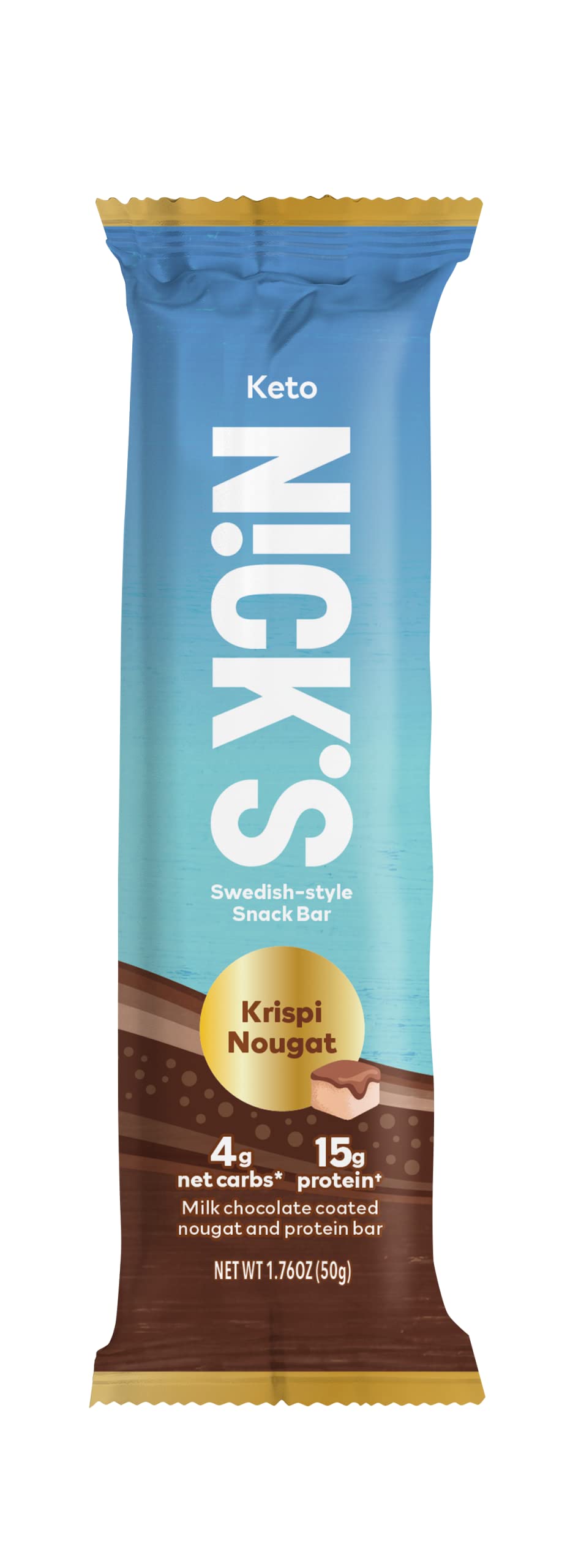 NICKS Protein Bars Chocolate Crispy Nougat - 15g Protein, Keto Snacks for Fitness & Travel
