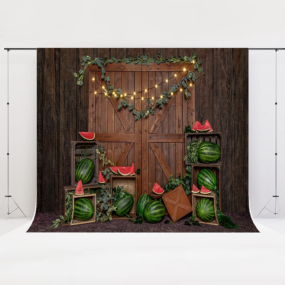 Boho Wooden Door Backdrop 8x8ft - Watermelon Photography Background for Studio & Outdoor Shoots
