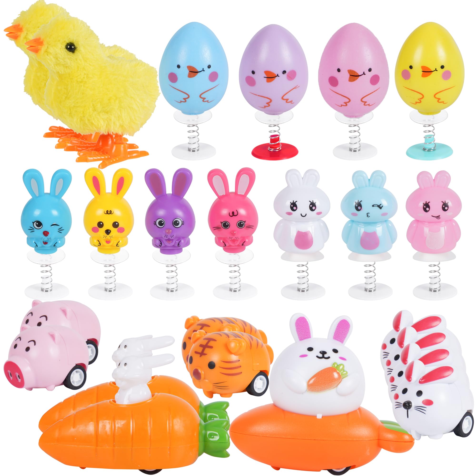 24-Piece Easter Jumping Popper & Wind-Up Toys Set - Fun Kids Gifts for Boys, Girls & Toddlers - Easter Basket Stuffers, Egg Fillers & Party Favors - Perfect for Easter Egg Hunts, Classroom Rewards & Birthday Goodie Bags