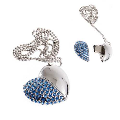 16GB Crystal Heart USB 2.0 Flash Drive - Elegant Memory Stick for Data Storage, Perfect for Valentine's Gift, Wedding Favors & Anniversary Presents