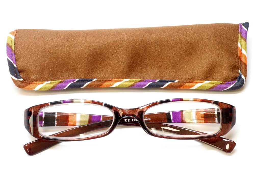 Calabria 731 Striped Reading Glasses with Matching Case - Lightweight Blue & White Striped Readers for Women & Men - Perfect for Reading Books, Using Phones, and Computer Work