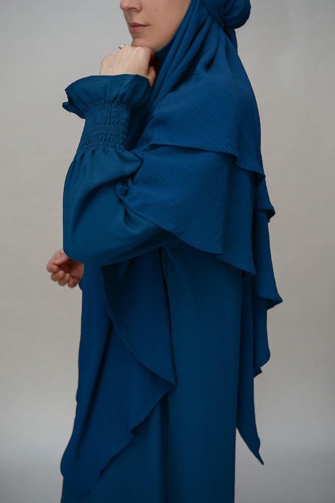 Premium Navy Blue Two-Layer Khimar Niqab - Modest Islamic Prayer Veil for Women - Perfect for Prayer, Hijab, and Everyday Wear