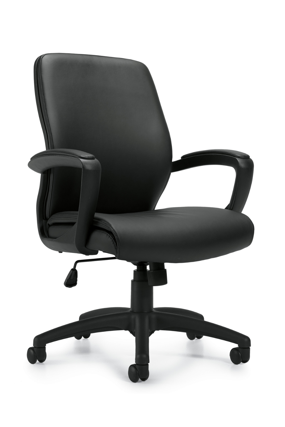 Premium Black Leather Luxhide Tilter Office Chair with Adjustable Armrests - OTG11975B - Ergonomic Executive Desk Chair for Home & Office Workspaces