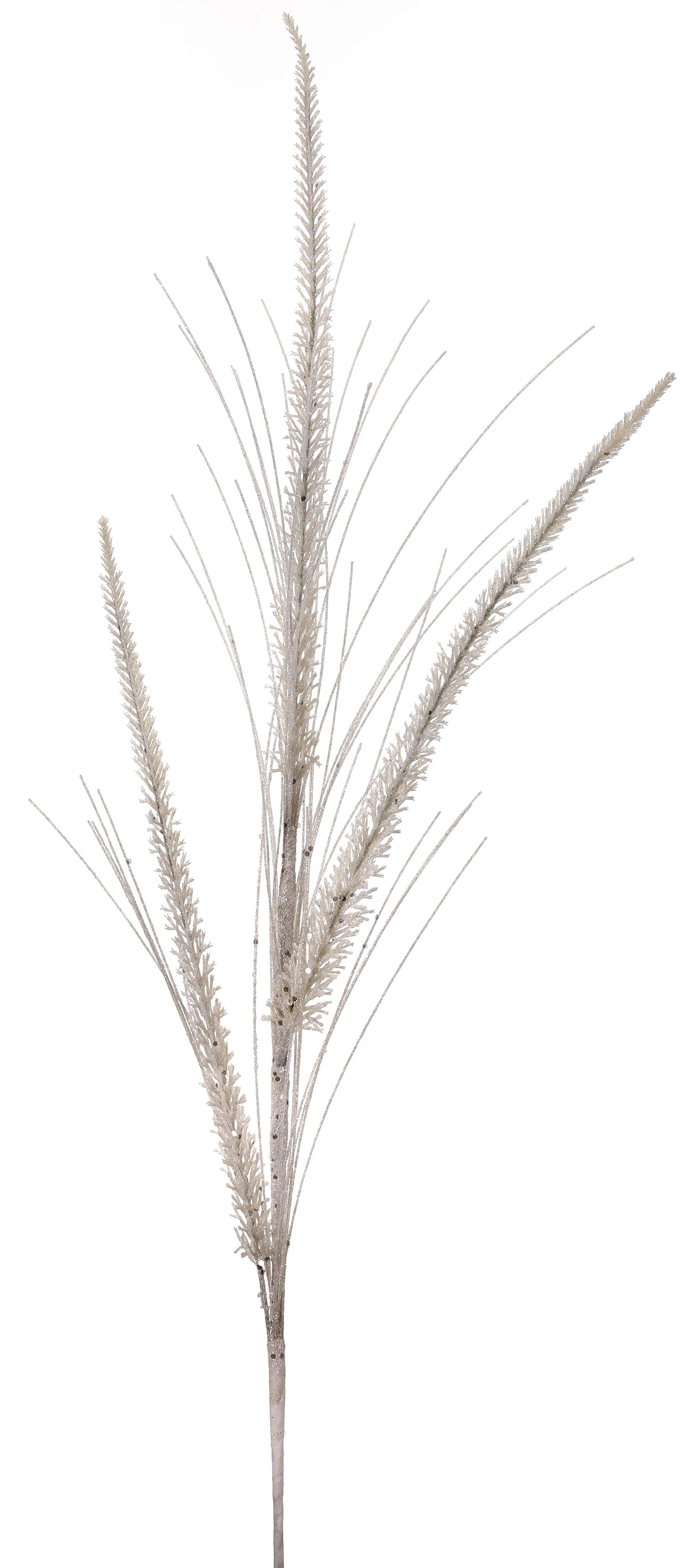 34 White Glitter Mica Triple Spike Grass Spray - Artificial Decorative Grass for Wedding Centerpieces, Home Decor, and DIY Crafts