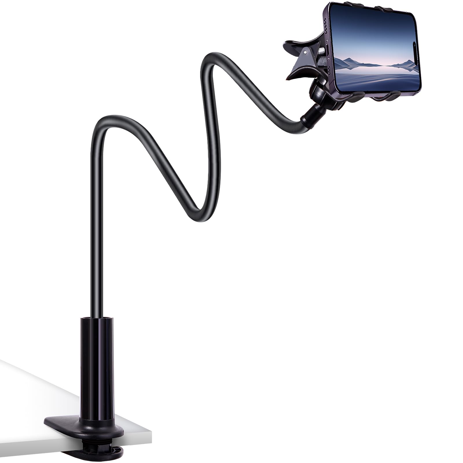 Flexible 360° Adjustable Gooseneck Phone Holder for Bed & Desk - 31.5
