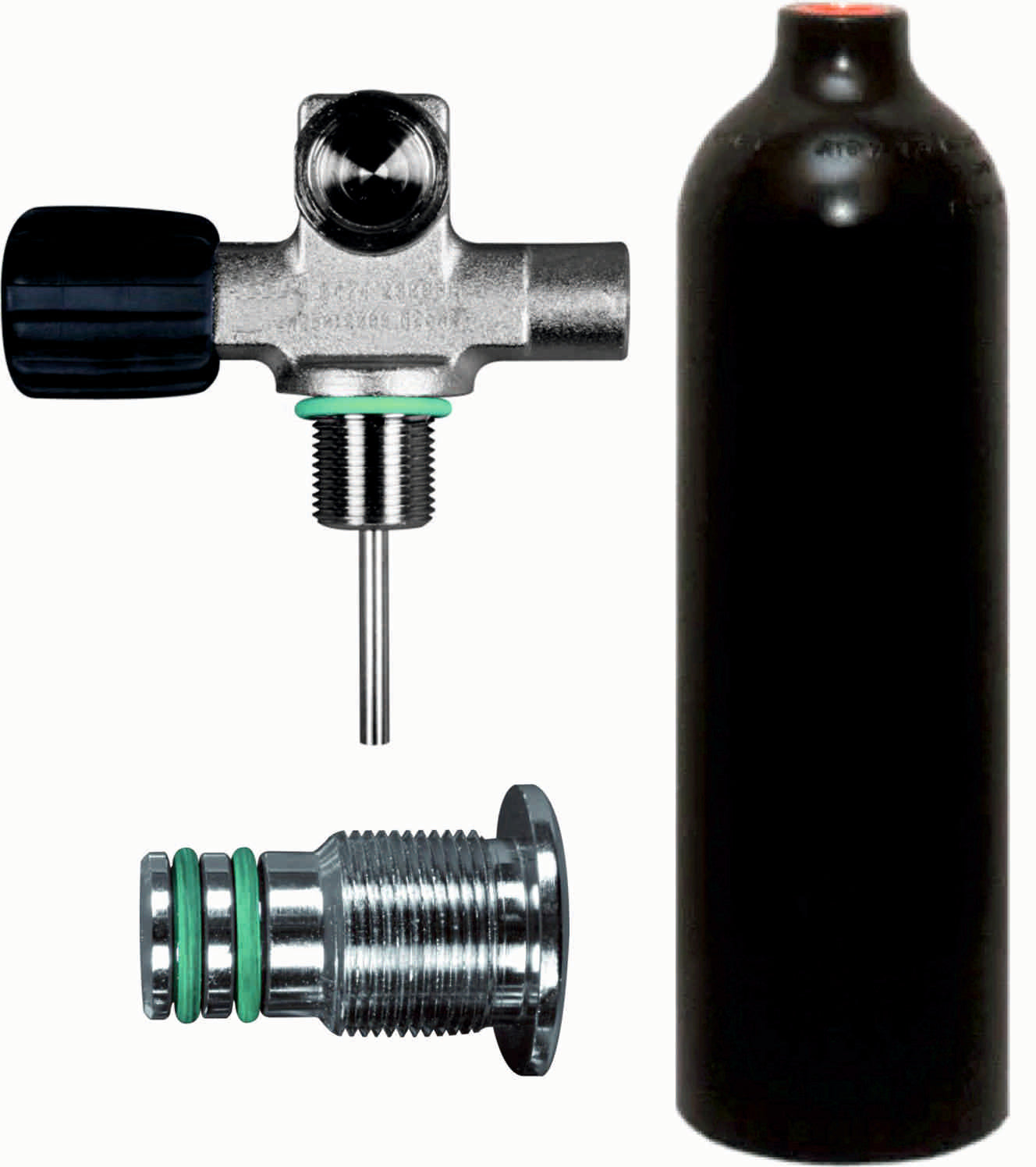 BTS 1.5L 230 Bar Black Luxfer Aluminum Scuba Diving Cylinder with Left Hand DIN Valve & Blanking Plug - Perfect for Professional Divers, Underwater Photography & Emergency Backup Oxygen Supply (Model S16416682)