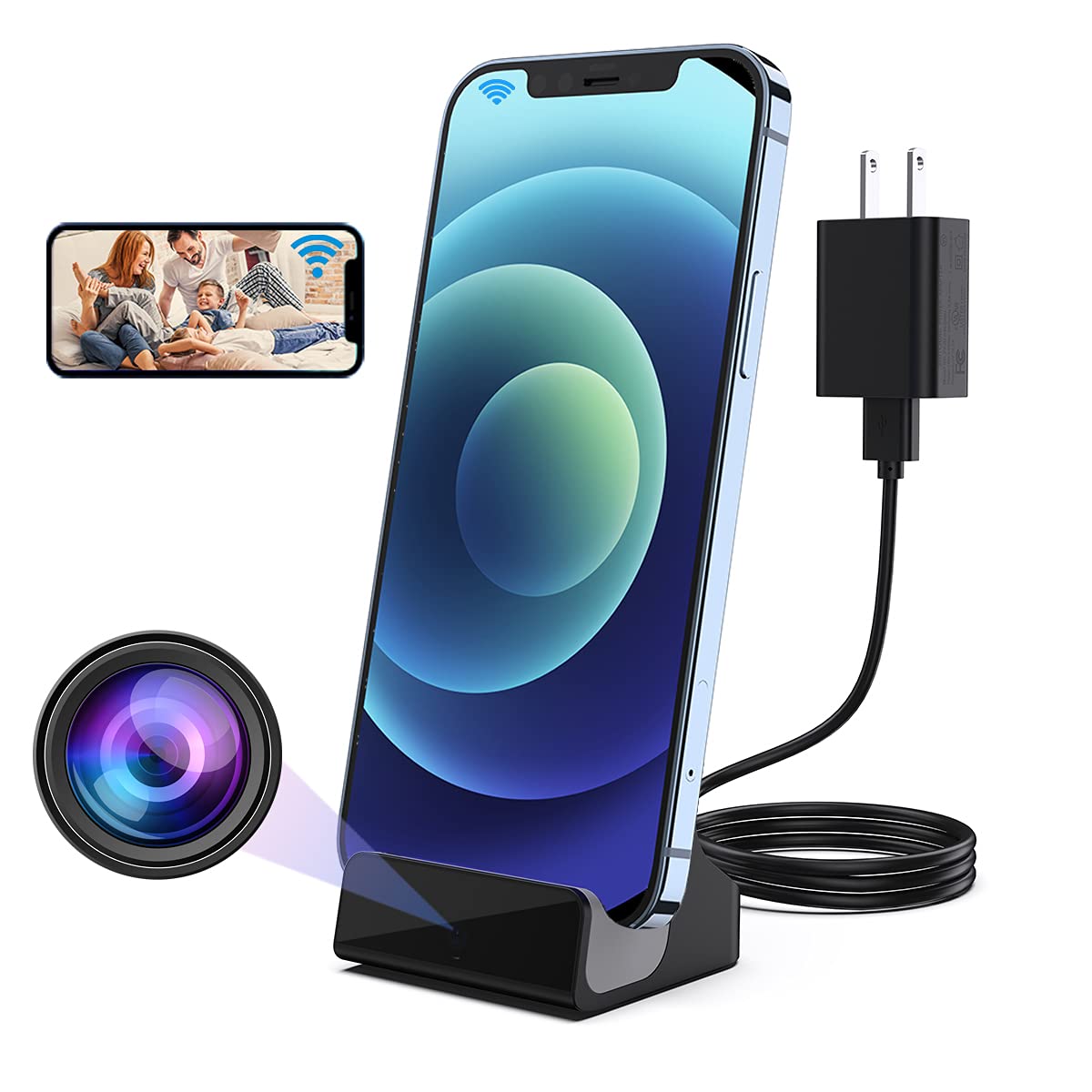 LIZVIE Hidden Camera iPhone Charger - 1080P Spy Camera with Motion Detection, iOS/Android App Control, Multi-User Operation - Perfect for Home Security, Office Monitoring & Nanny Cam Use
