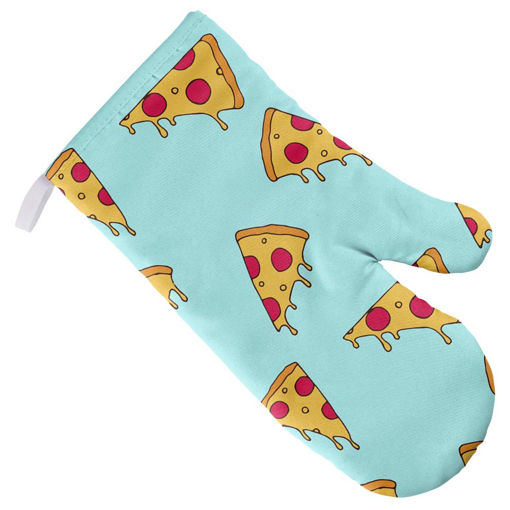 Heat-Resistant Pizza Slices Pattern Oven Mitt - Kitchen & BBQ Gloves for Baking, Grilling, Cooking - Perfect for Indoor & Outdoor Use, Camping, Picnics, and Holiday Gatherings