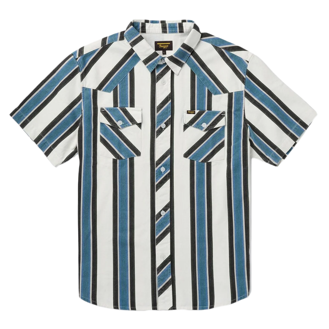 Seager Amarillo Short Sleeve Western Stripe Shirt for Men - Casual & Cowboy Style - Perfect for Rodeo, Country Music Festivals & Outdoor Adventures