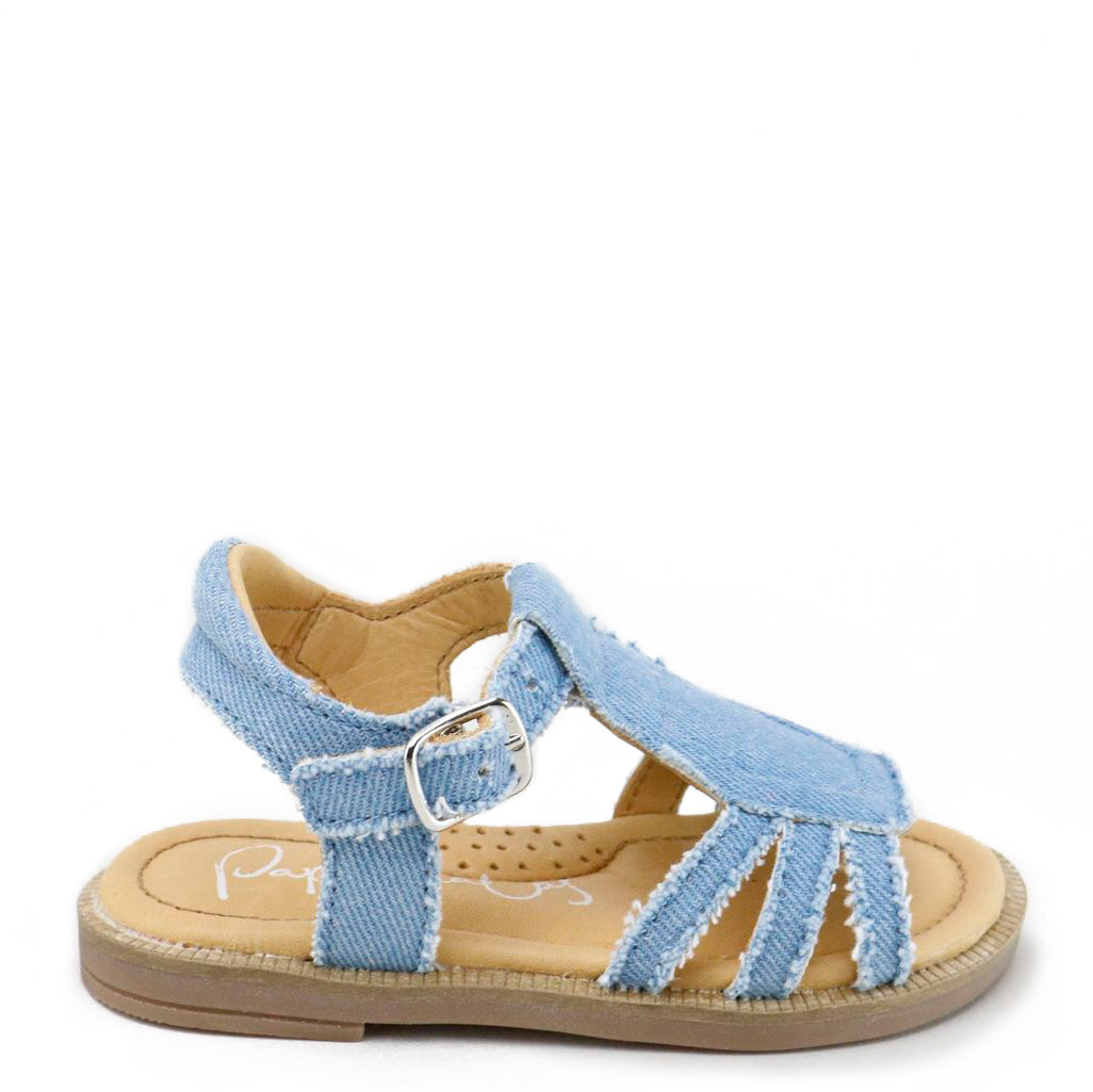 Papanatas Women's Denim T-Strap Sandals - Comfortable Casual Summer Shoes for Beach, Walking & Outdoor Activities