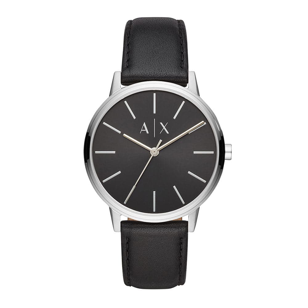ARMANI EXCHANGE AX2703 Men's Watch - Stainless Steel Case, Black Leather Strap, Analog Quartz Movement, Silver Dial | Perfect for Business, Casual Wear & Gift Giving
