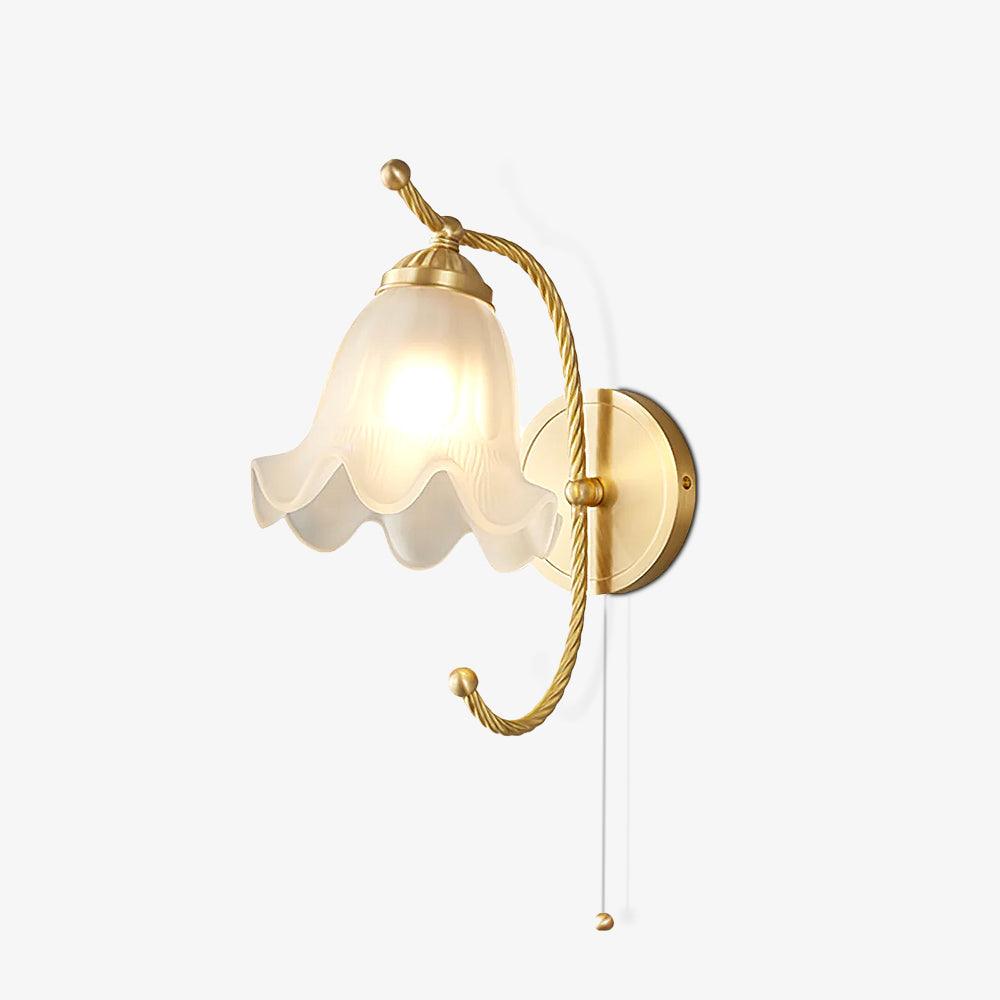Vintage Curved Gooseneck Brass Wall Sconce with Glass Shade - Perfect for Bedroom, Hallway, and Entryway Lighting