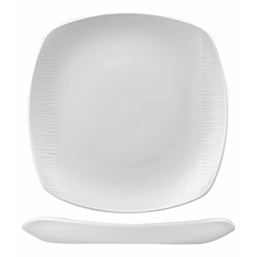 Churchill White Bamboo 10-Inch Square Plates - 12 Pack (WHBALS11) | Eco-Friendly Disposable Dinnerware for Parties, Picnics & Events