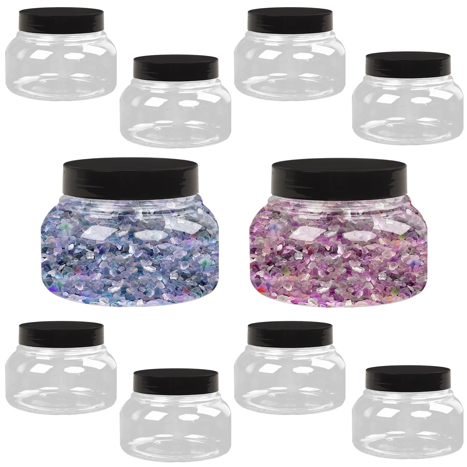 12 Pack 8oz Plastic Jars with Lids - Airtight Refillable Containers for Body Butter, Sugar Scrub & Cream Storage - Perfect for DIY Beauty Products, Homemade Cosmetics & Travel Toiletries