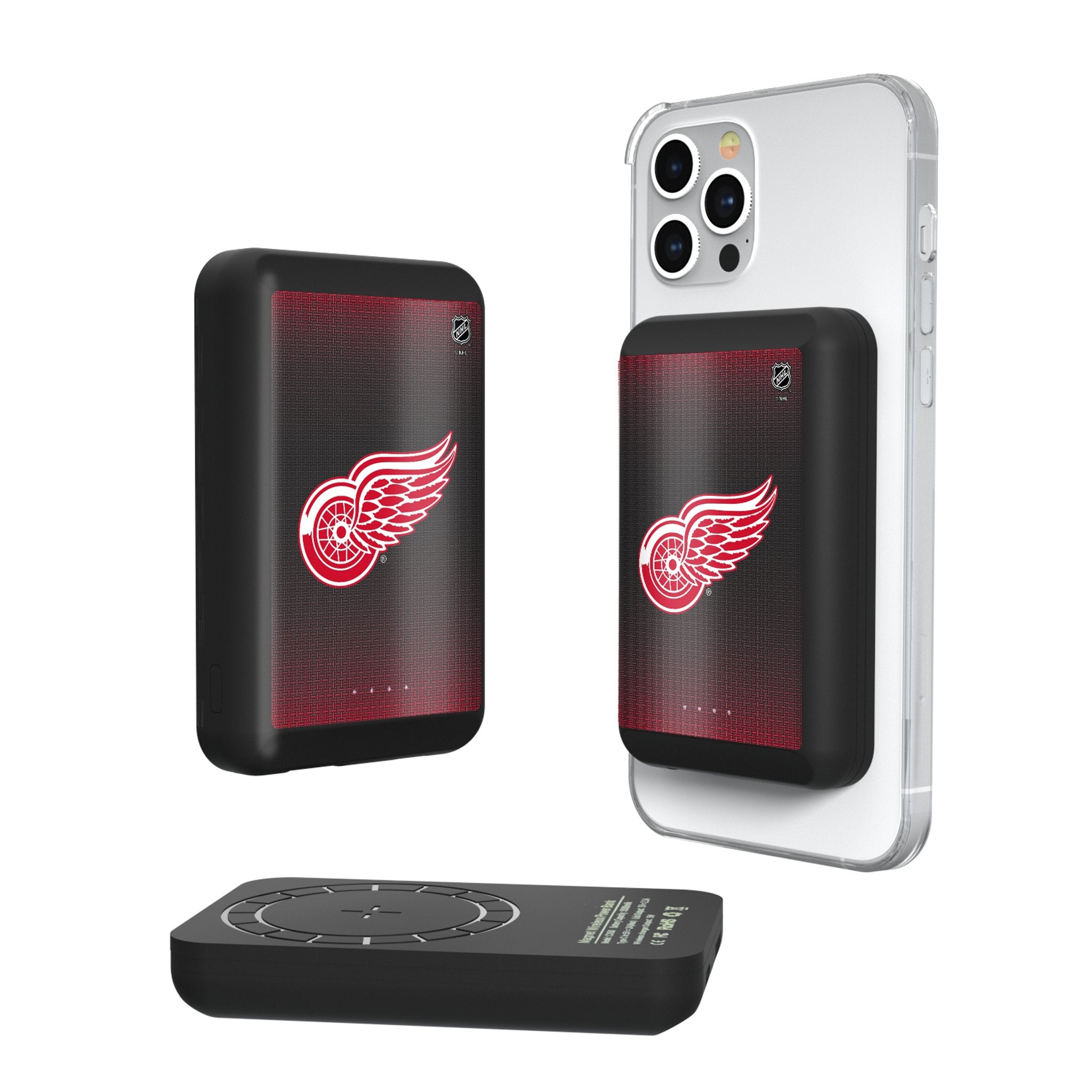 Detroit Red Wings Wireless Magnetic Power Bank 10000mAh Portable Charger for iPhone & Android - Perfect for Travel, Work, and Game Day
