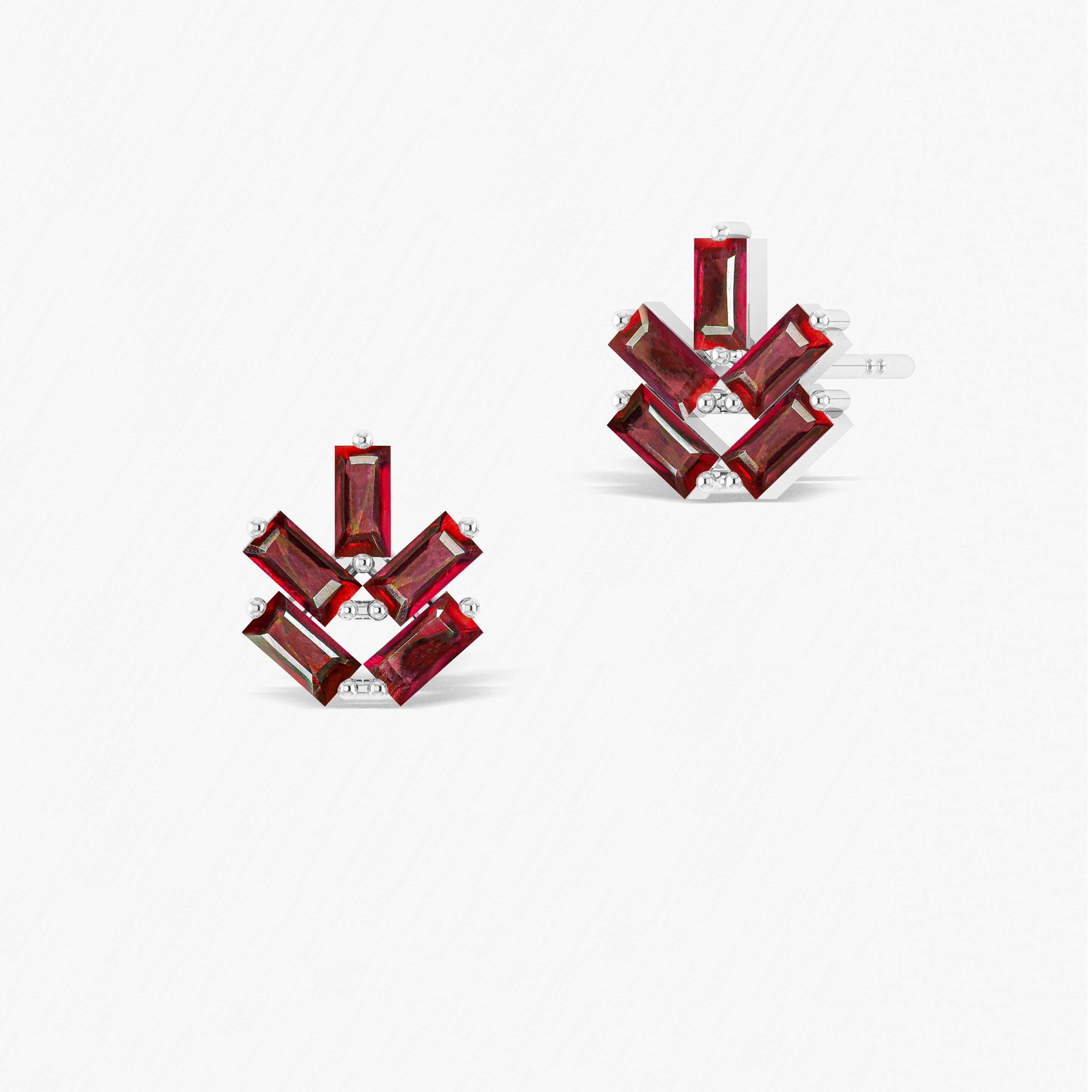 Natural Ruby Leaf Stud Earrings - Baguette Cut Gemstone Jewelry for Women - Perfect for Everyday Wear, Parties & Special Occasions