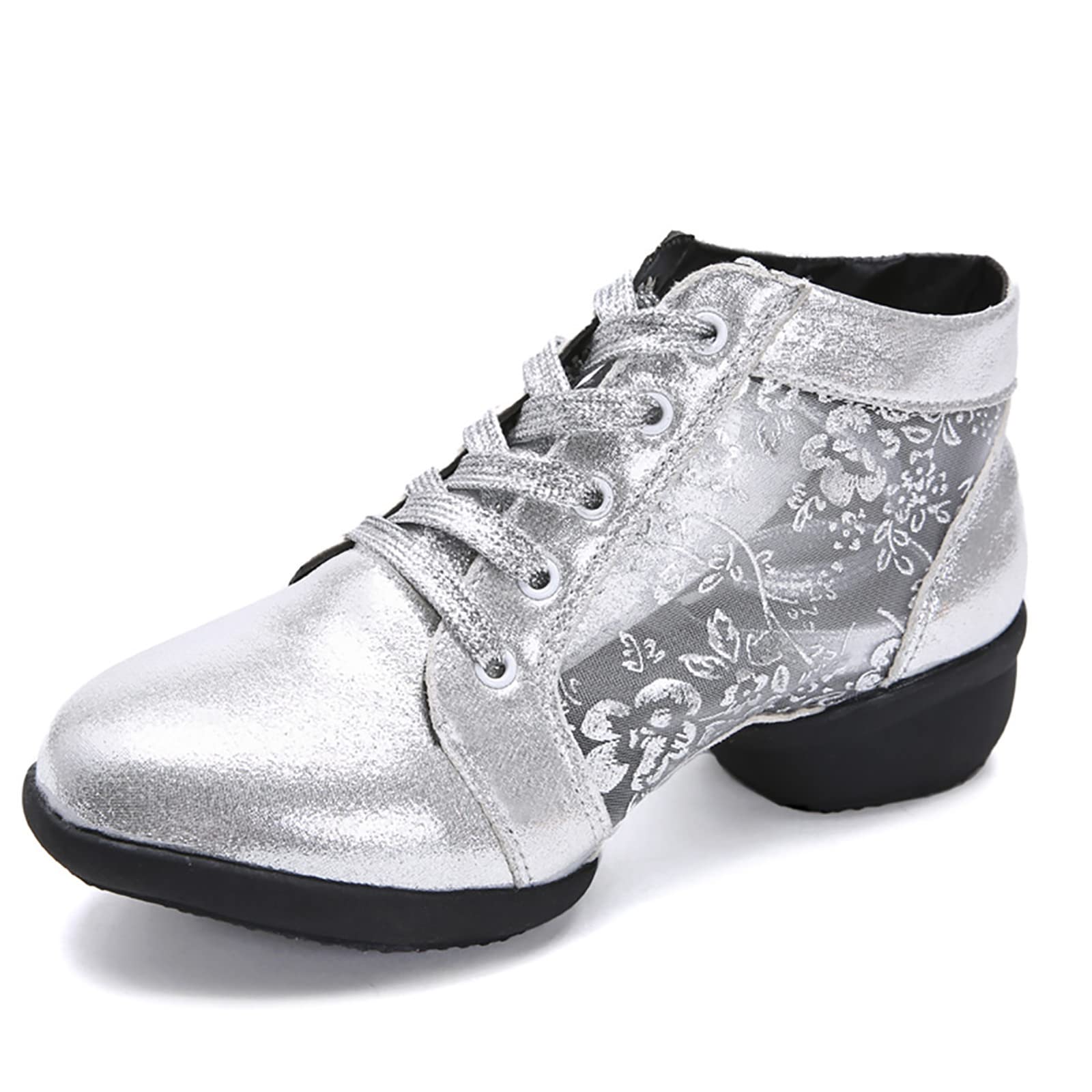 Women's Black Latin Dance Sandals - Comfortable Casual Dance Shoes with Hard Sole for Women (Silver, Size 7.5) | Perfect for Salsa, Ballroom & Social Dancing