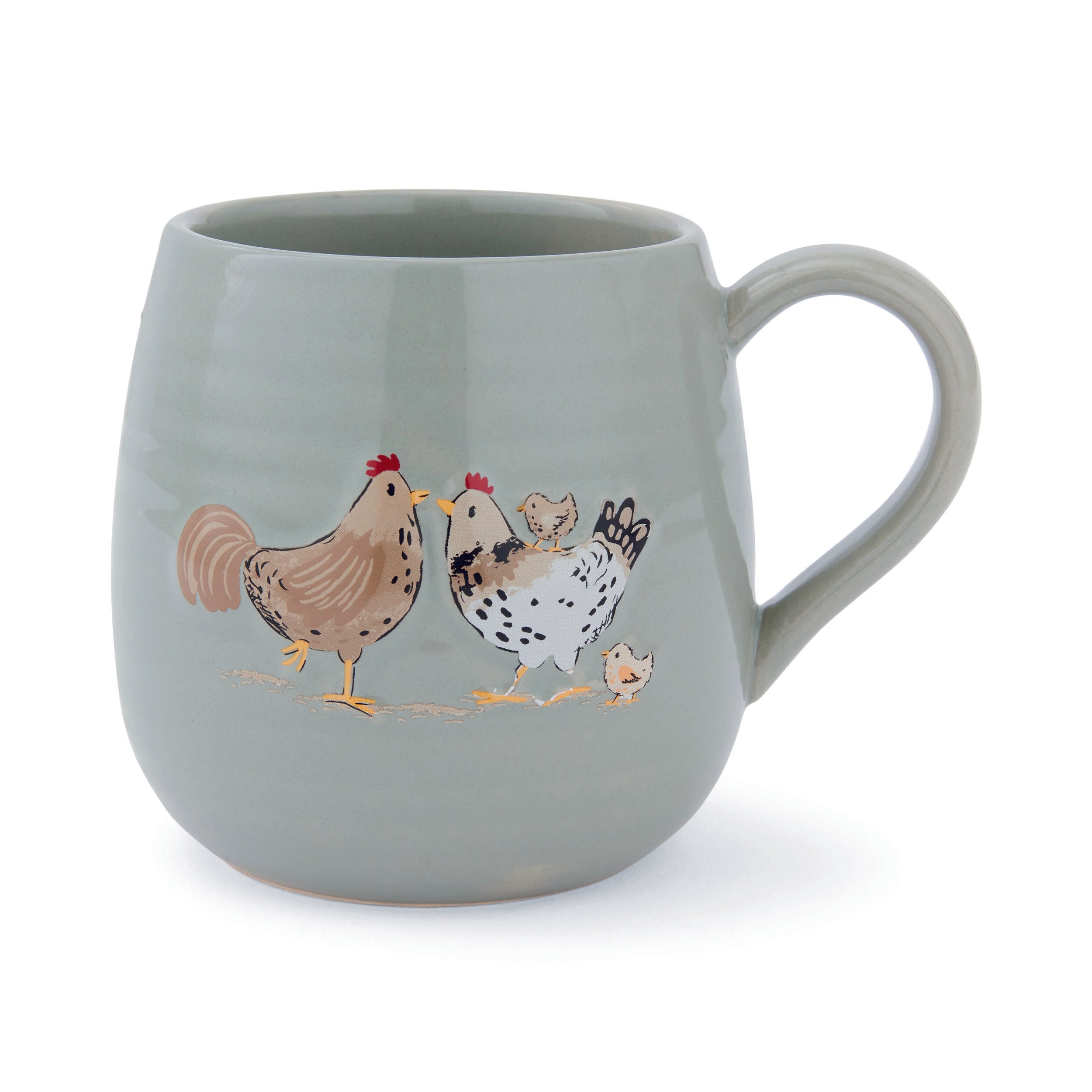 Hen House Lane Belly Mug - Happy Family Design | Ceramic Coffee Cup for Home & Office Use | Perfect Gift for Tea & Coffee Lovers