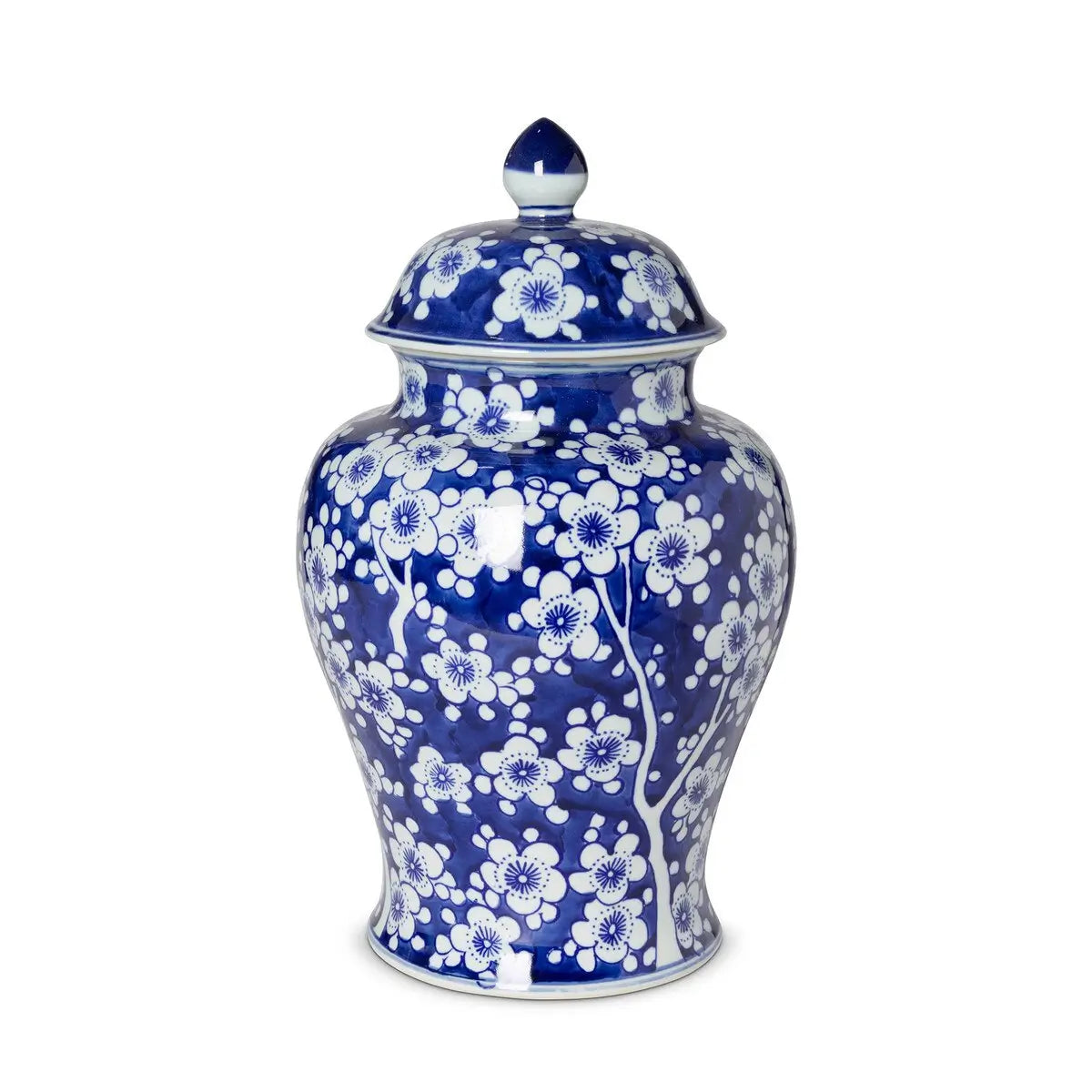 Imperial Ceramic Floral Ginger Jar - Hand-Painted Blue and White Decorative Vase for Home Decor, Wedding Centerpiece, or Luxury Gift