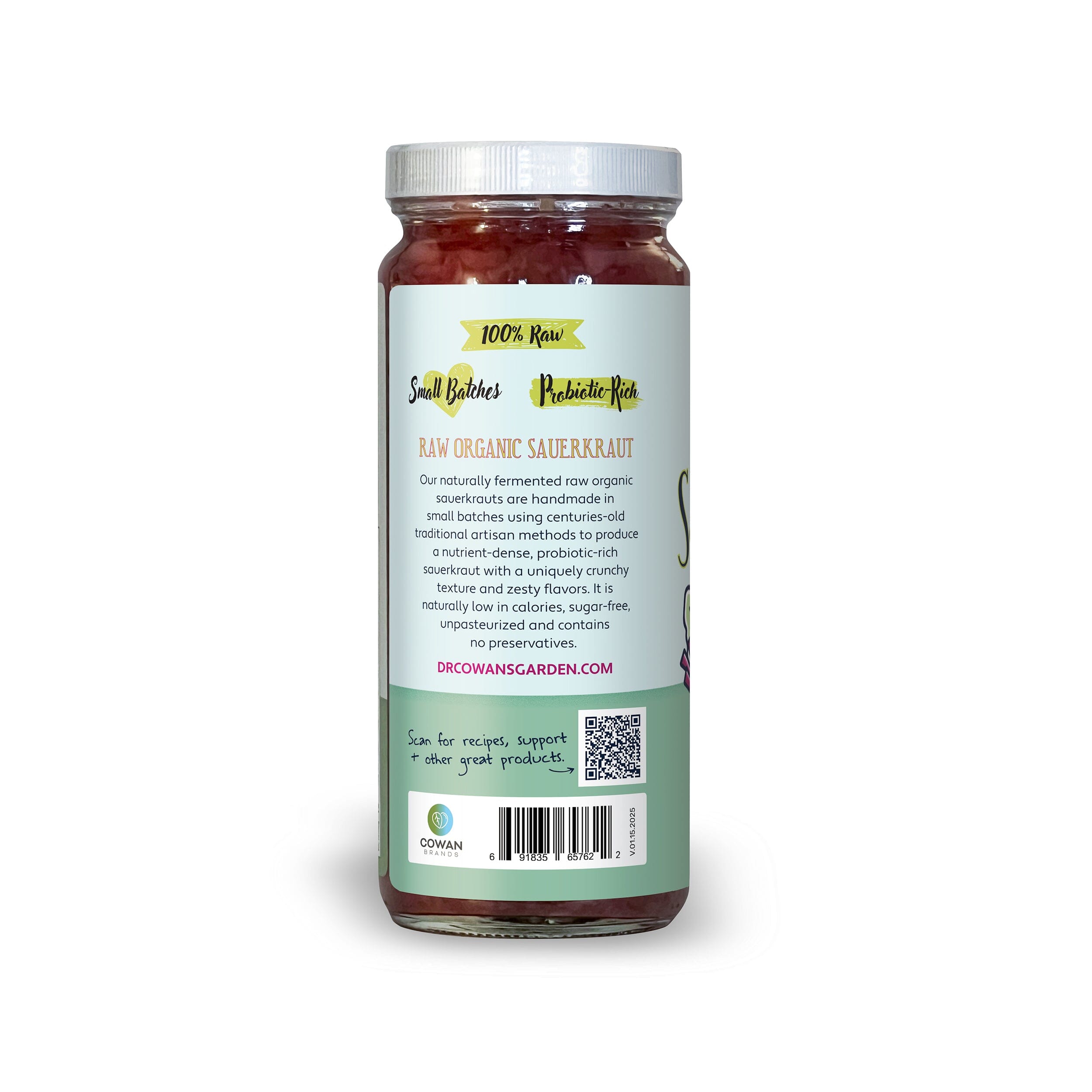 Organic Raw Probiotic Sauerkraut with Beet & Jalapeno - Gut Health Fermented Cabbage - Perfect for Salads, Sandwiches, and Healthy Snacking