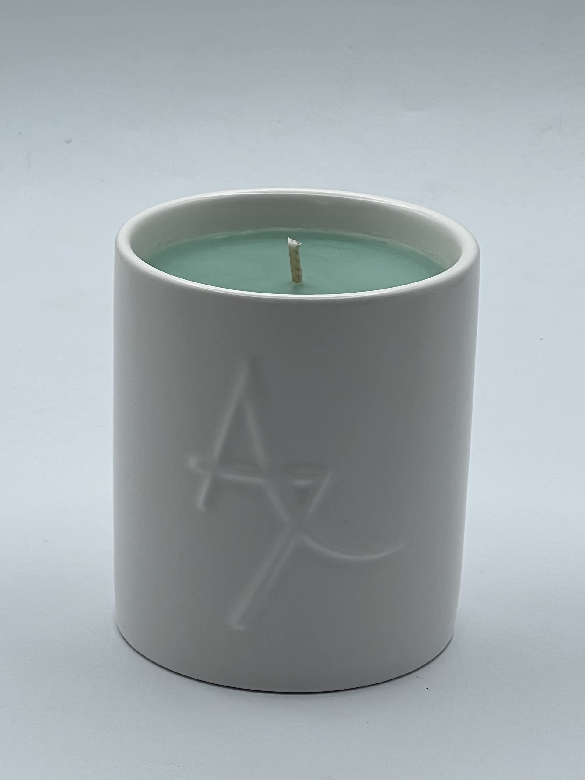 Atelier Seven Hinoki Forest Lemon Tea Scented Candle - 12oz All Natural Coconut Wax, 90 Hour Burn Time, Non-Toxic Deep Green Wax in White Ceramic Jar - Perfect for Aromatherapy, Relaxation & Home Decor