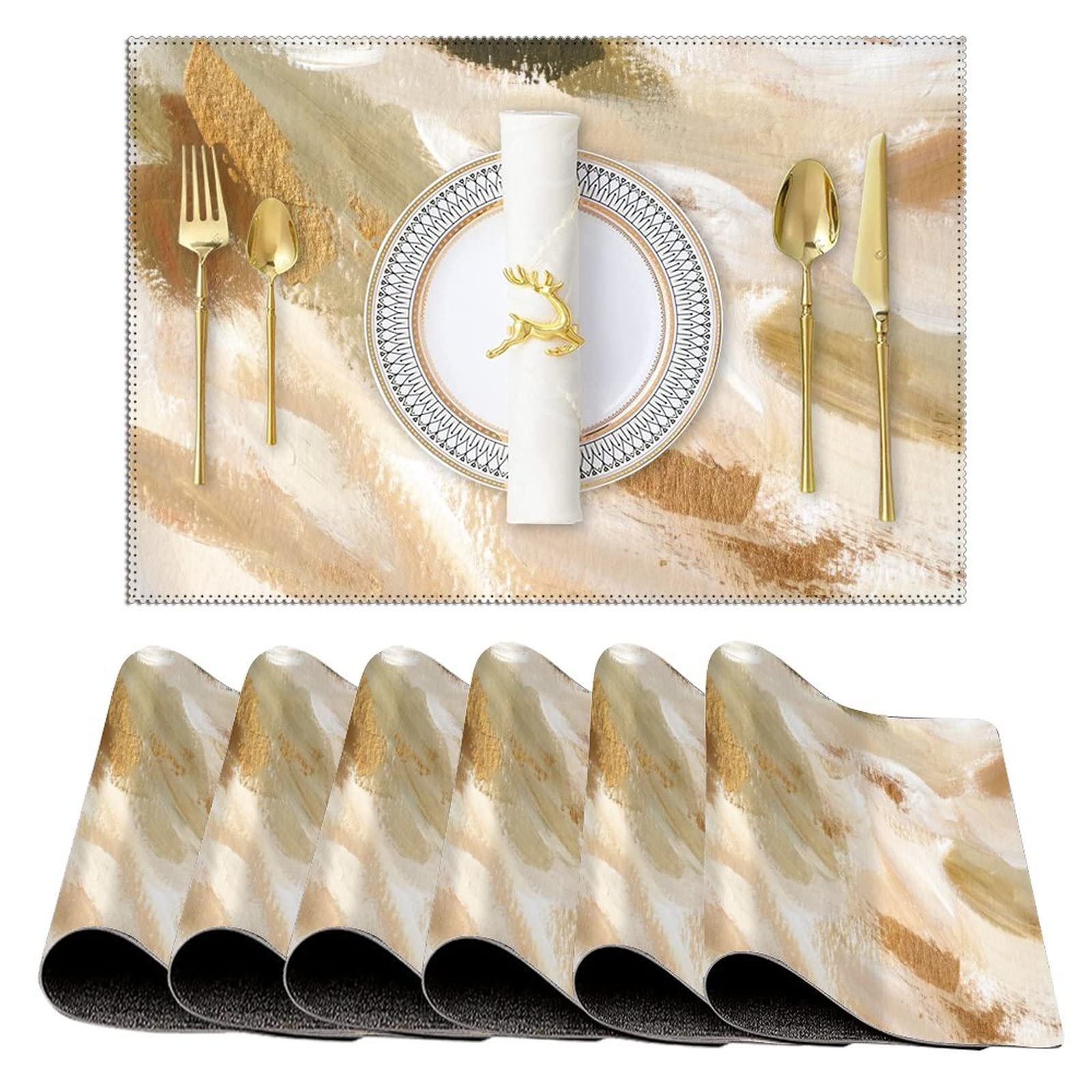 Modern Abstract Boho Place Mats Set - Heat & Scratch Resistant Table Mats for Kitchen, Dining Room, Patio - Stylish Tabletop Decor for Indoor & Outdoor Dining