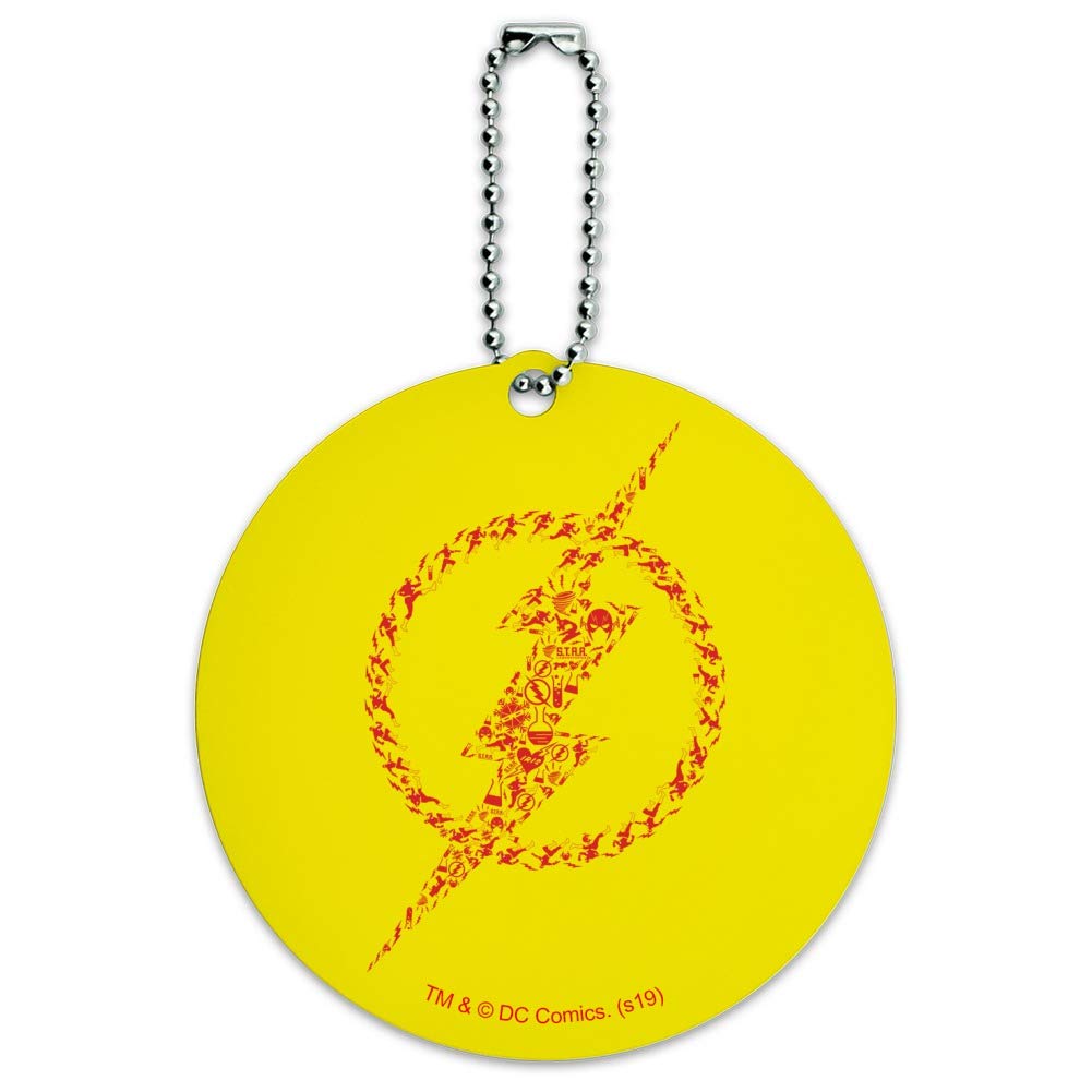 The Flash Superhero Logo Round Luggage ID Tag - Durable Suitcase & Carry-On Baggage Identifier for Travel, Cosplay & Comic Conventions