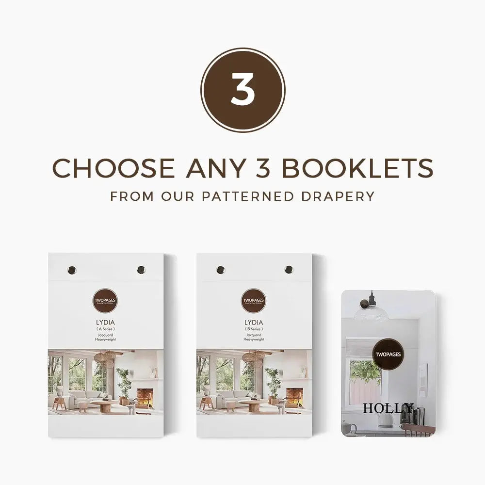 Custom 3-Pack Patterned Drapery Fabric Sample Booklets | Premium Curtain Material Swatches for Home Decor & Interior Design