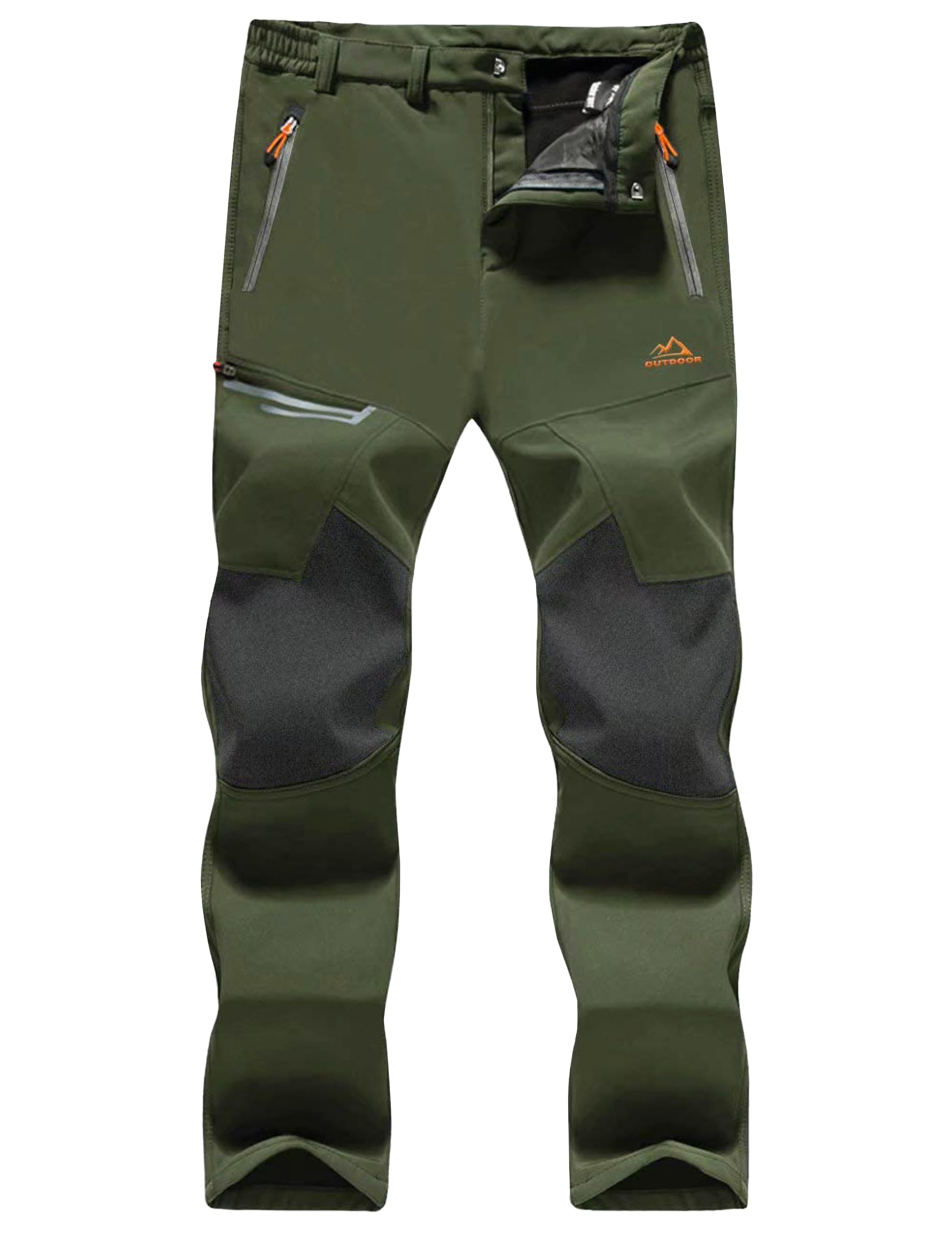 MAGCOMSEN Men's Winter Fleece-Lined Snow Pants - Water Resistant, Windproof Ski Pants with 4 Zippered Pockets for Outdoor Activities, Hiking & Cold Weather