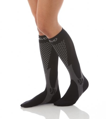 MoJo Recovery & Performance Sports Compression Socks for Men & Women - Black Medium - Improve Circulation & Reduce Muscle Fatigue - Ideal for Running, Travel & Post-Workout Recovery