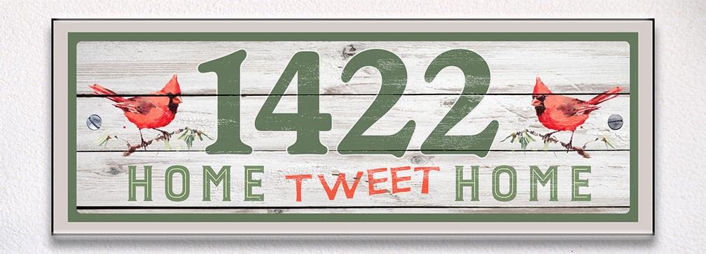 Cardinal Themed Ceramic House Number Plaque - Rustic Home Address Sign for Front Door, Porch & Mailbox - Outdoor Durable Small Address Tile