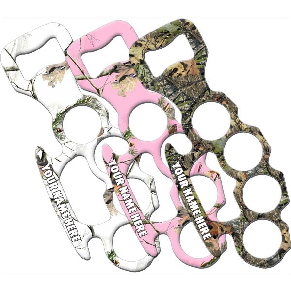 Personalized Knuckle Buster Bottle Opener - Camo Design for Outdoor Camping, BBQ Parties & Tailgating | Add Your Name Custom Engraving