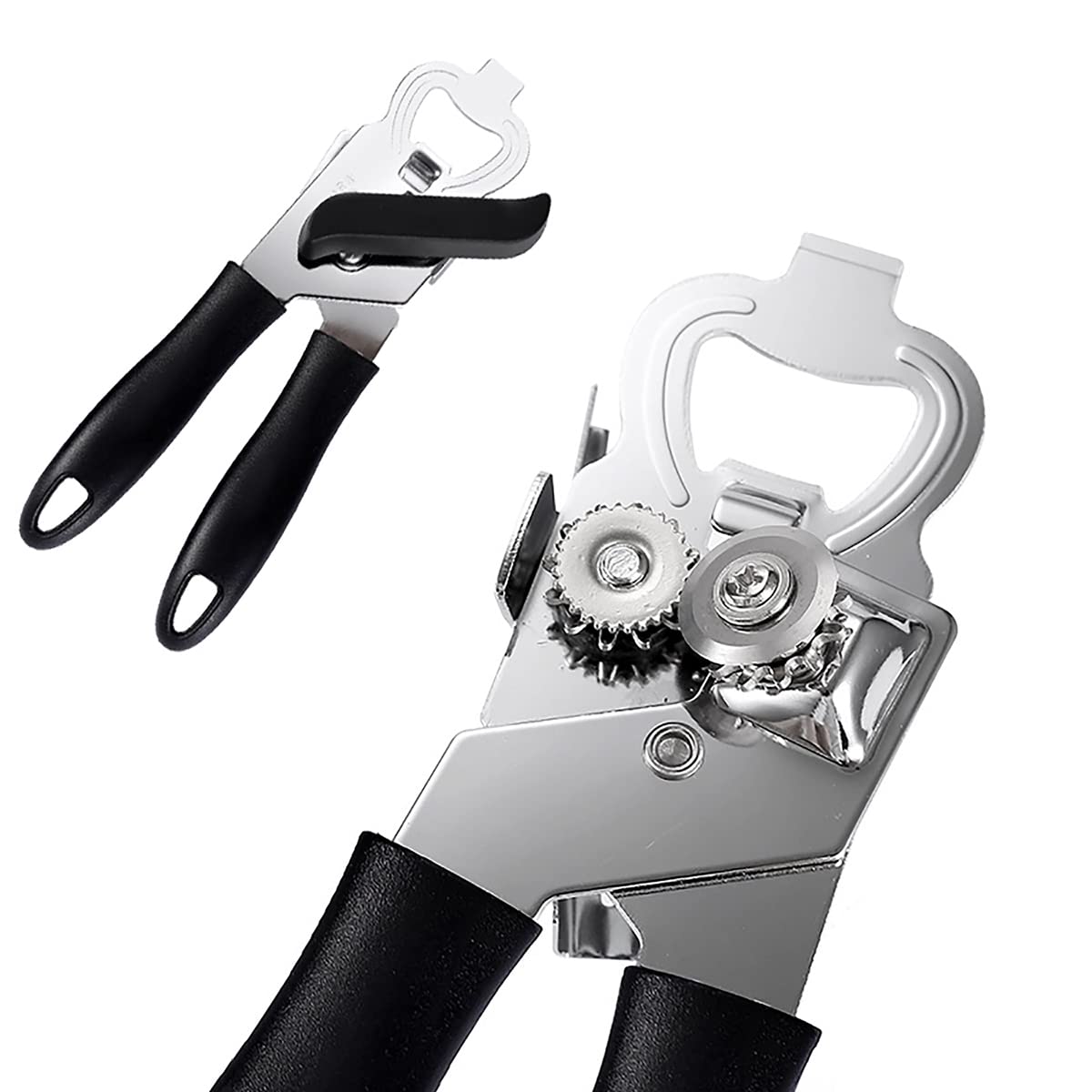 Heavy Duty Manual Can Opener - 3-in-1 Stainless Steel Professional Smooth Edge Can Opener for Kitchen, Camping & Seniors with Arthritis - Easy Grip Ergonomic Design for Safe Opening