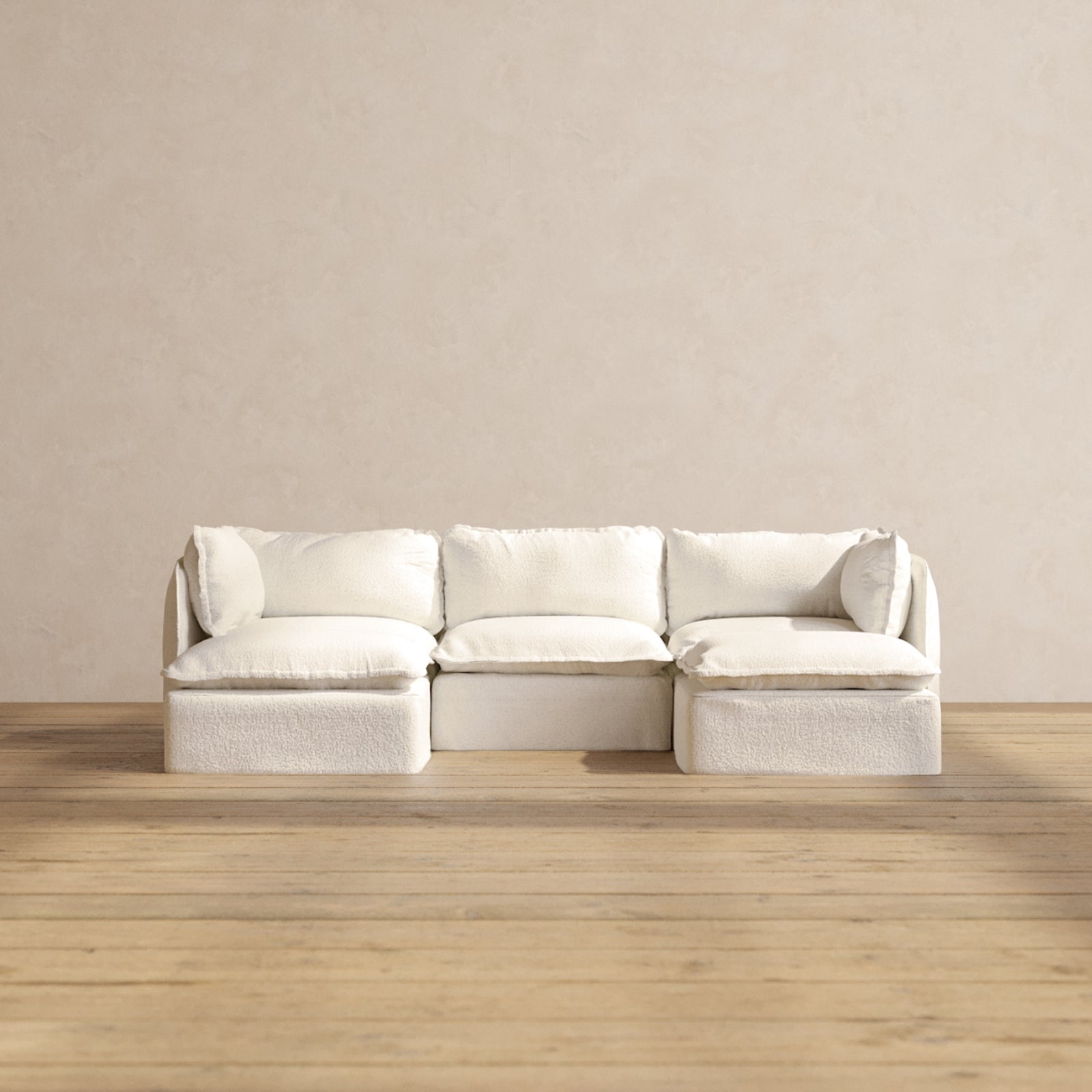 Modular Performance 3-Seater U-Shaped Sectional Sofa in Mousse Fabric | Comfortable Blend for Living Room, Lounge & Family Room - Perfect for Relaxing, Entertaining & Movie Nights