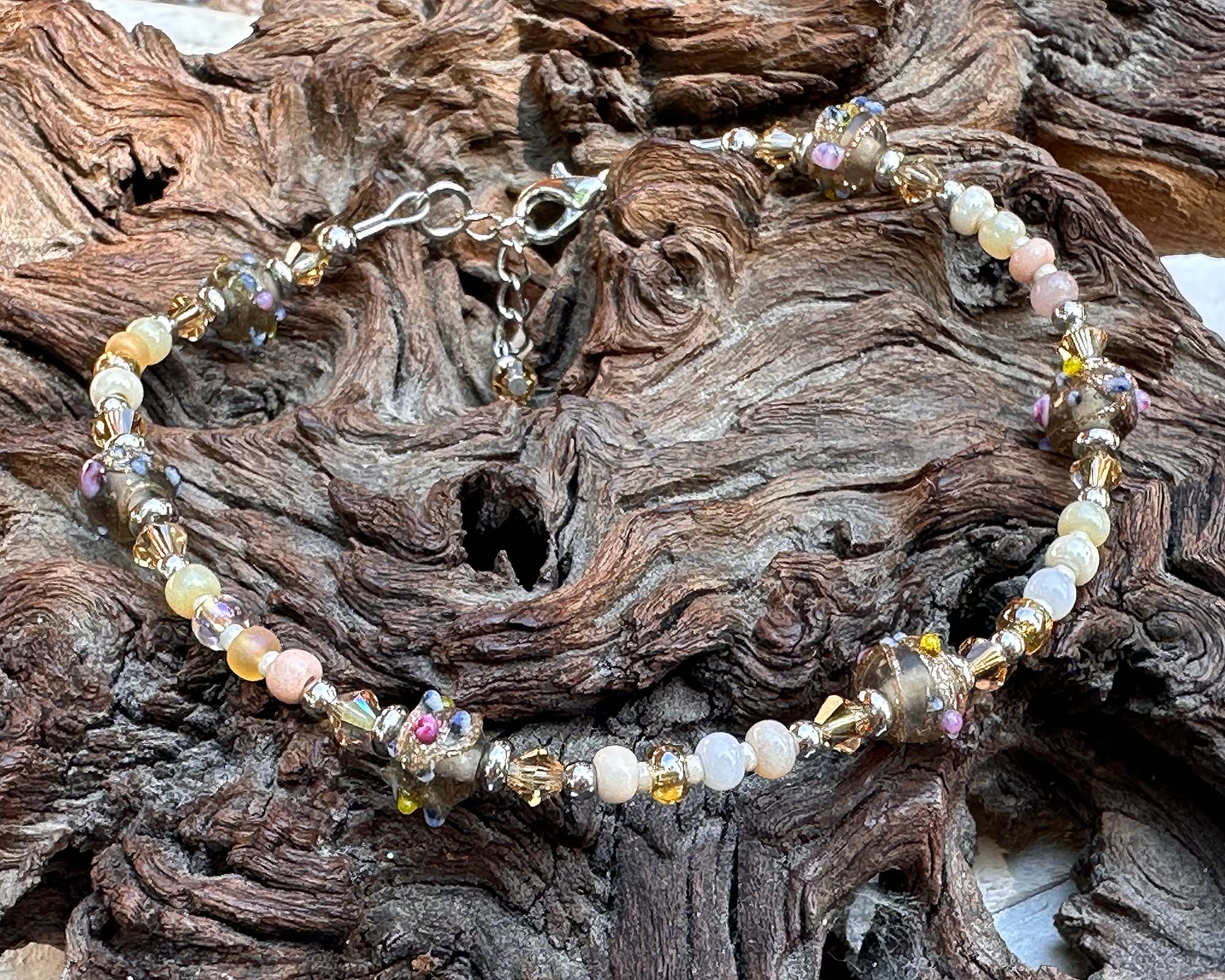 Topaz Olive Glass Beaded Anklet - Bohemian Style Adjustable Ankle Bracelet for Women | Perfect for Beach, Summer, and Festival Outfits