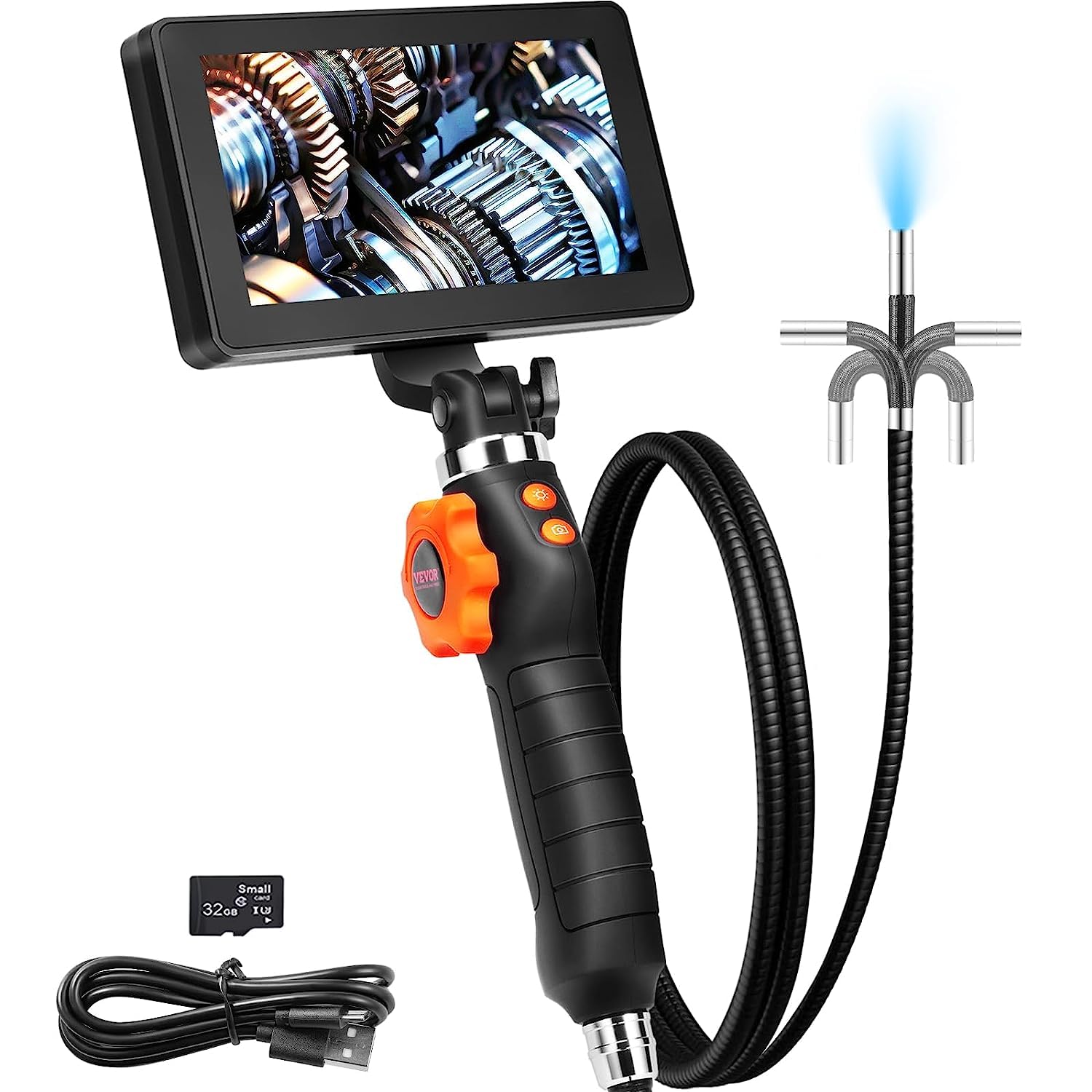 VEVOR 6.4mm Articulating Borescope Camera with 8 LED Lights - 5