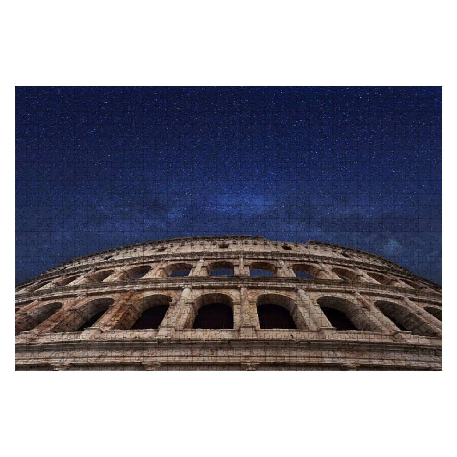 1000-Piece Wooden Jigsaw Puzzle - Rome Coliseum & Milky Way Night Sky - Educational Brain Teaser for Kids & Adults - Stress Relief Game - Perfect for Family Game Night & Classroom Learning Activities