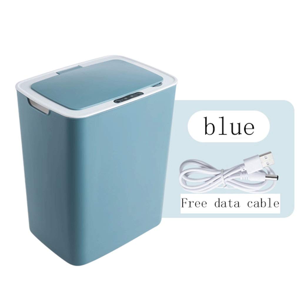 Automatic Sensor Trash Can - Hands-Free Non-Contact Oval Kitchen Garbage Bin with Removable Lid & Foot Pedal, 12L Capacity (Blue) - Perfect for Home, Office, and Restaurant Hygiene