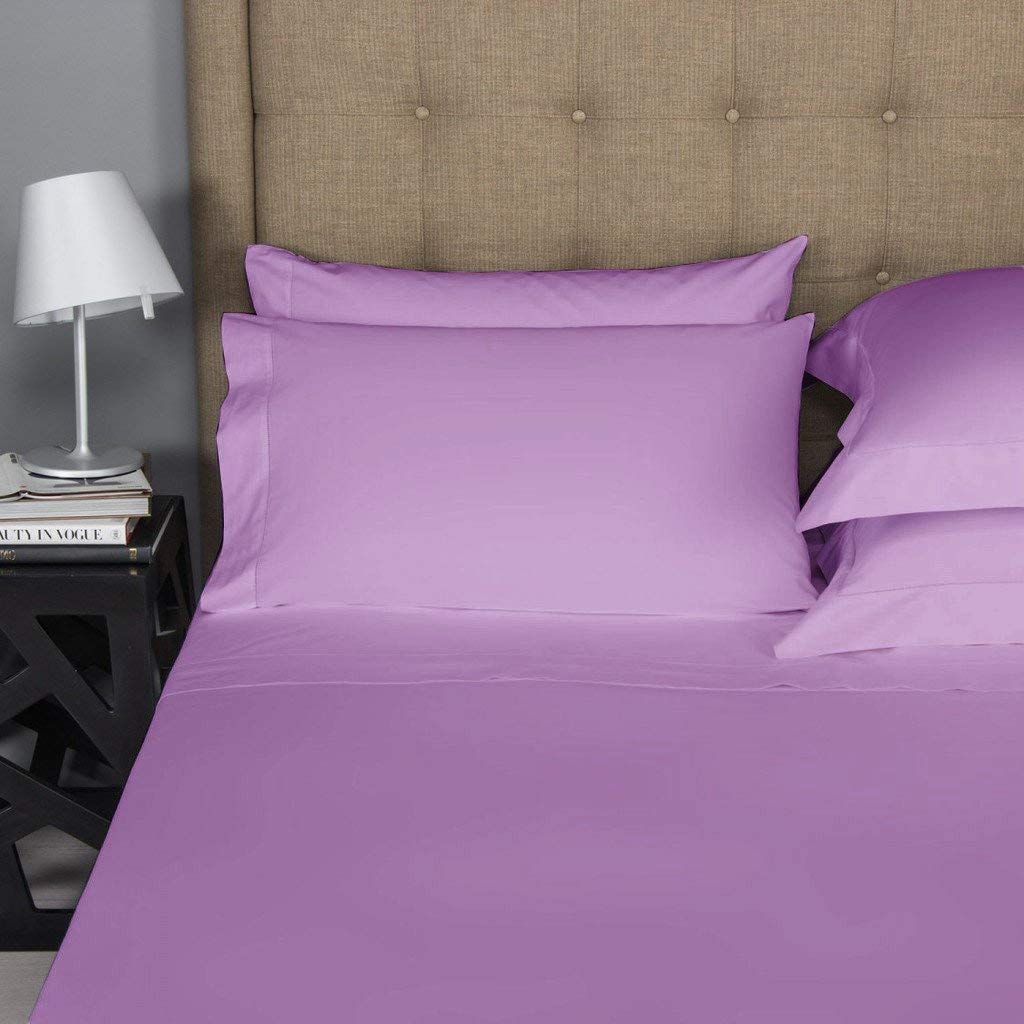 Luxury 550 Thread Count Egyptian Cotton 4-Piece Sheet Set - Twin XL Size, Deep Purple - Fits 26-28 Inch Deep Pockets (1 Fitted Sheet, 1 Flat Sheet, 2 Pillowcases) - Ultra Soft, Breathable & Wrinkle-Resistant Bedding for Hotels, Dorms or Master Bedrooms
