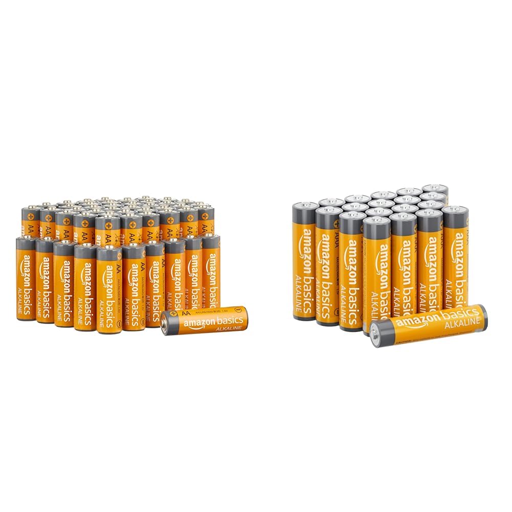 Amazon Basics 48-Pack AA & 20-Pack AAA High-Performance Alkaline Batteries Bundle - 10-Year Shelf Life, Easy Open Value Pack - Perfect for Toys, Remote Controls, Flashlights, and Electronic Devices