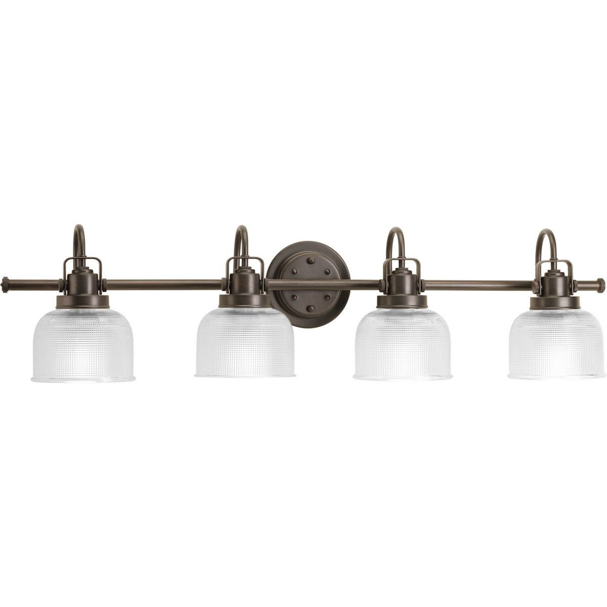 Archie Collection 4-Light Clear Double Prismatic Glass Coastal Bathroom Vanity Light Fixture in Venetian Bronze - Perfect for Coastal Style Bathrooms, Powder Rooms & Beach House Decor