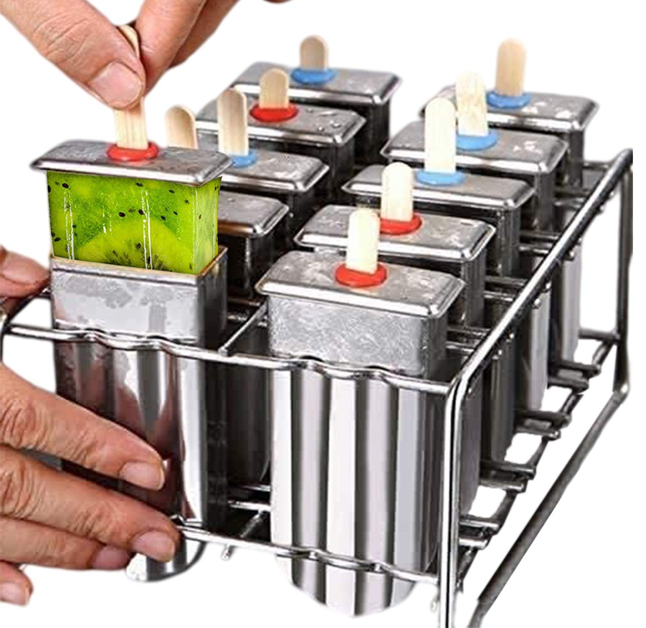 YLJXXY 10PCS Stainless Steel Popsicle Molds - Reusable DIY Ice Cream Makers for Homemade Treats - Perfect for Summer Parties, Kids Snacks & Outdoor Picnics