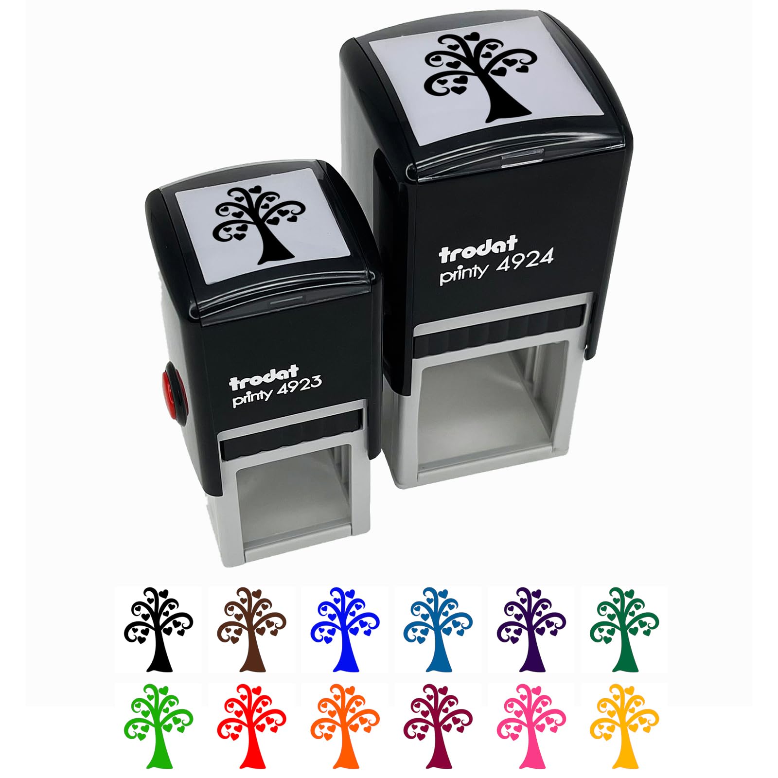 1 Inch Small Heart Tree Valentine's Day Self-Inking Rubber Stamp with Blue Ink - Perfect for DIY Greeting Cards, Scrapbooking & Gift Wrapping