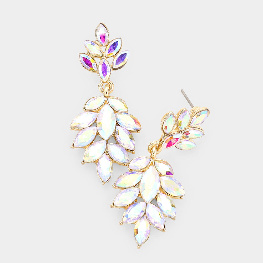 AB Crystal Marquise Stone Drop Dangle Earrings in Gold - Elegant Prom Jewelry for Women | Perfect for Weddings, Parties & Special Occasions
