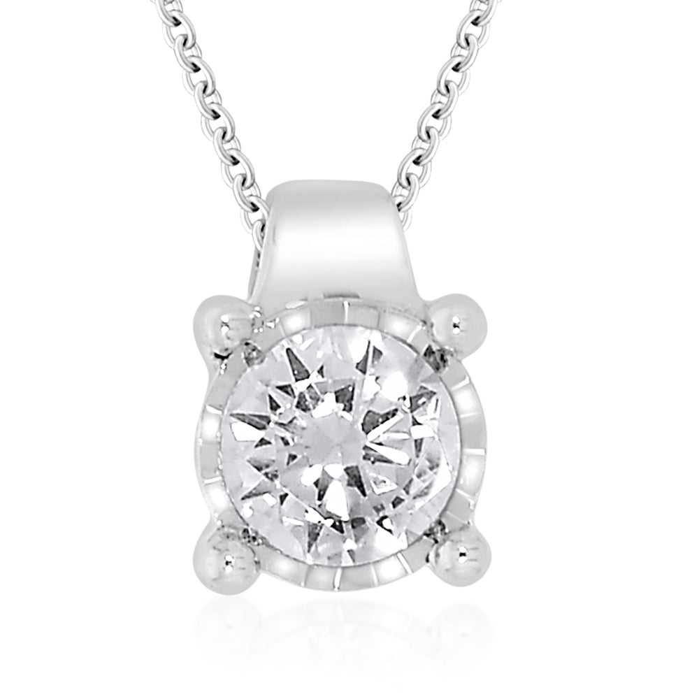 9ct White Gold 1/2 Carat Diamond Pendant Necklace with 45cm Chain - Elegant Jewelry Gift for Women, Perfect for Weddings, Anniversaries & Special Occasions