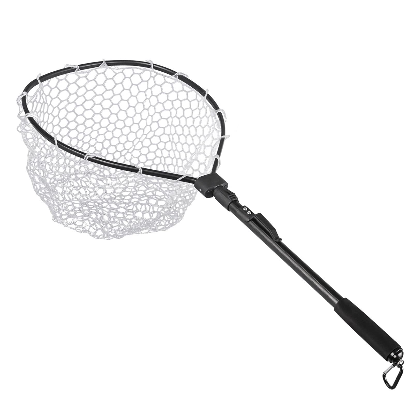 **Foldable Retractable Aluminum Alloy Fishing Dip Net with Anti-Slip Handle - Durable Black Rubber Mesh for Outdoor Fishing, Kayaking & Camping**