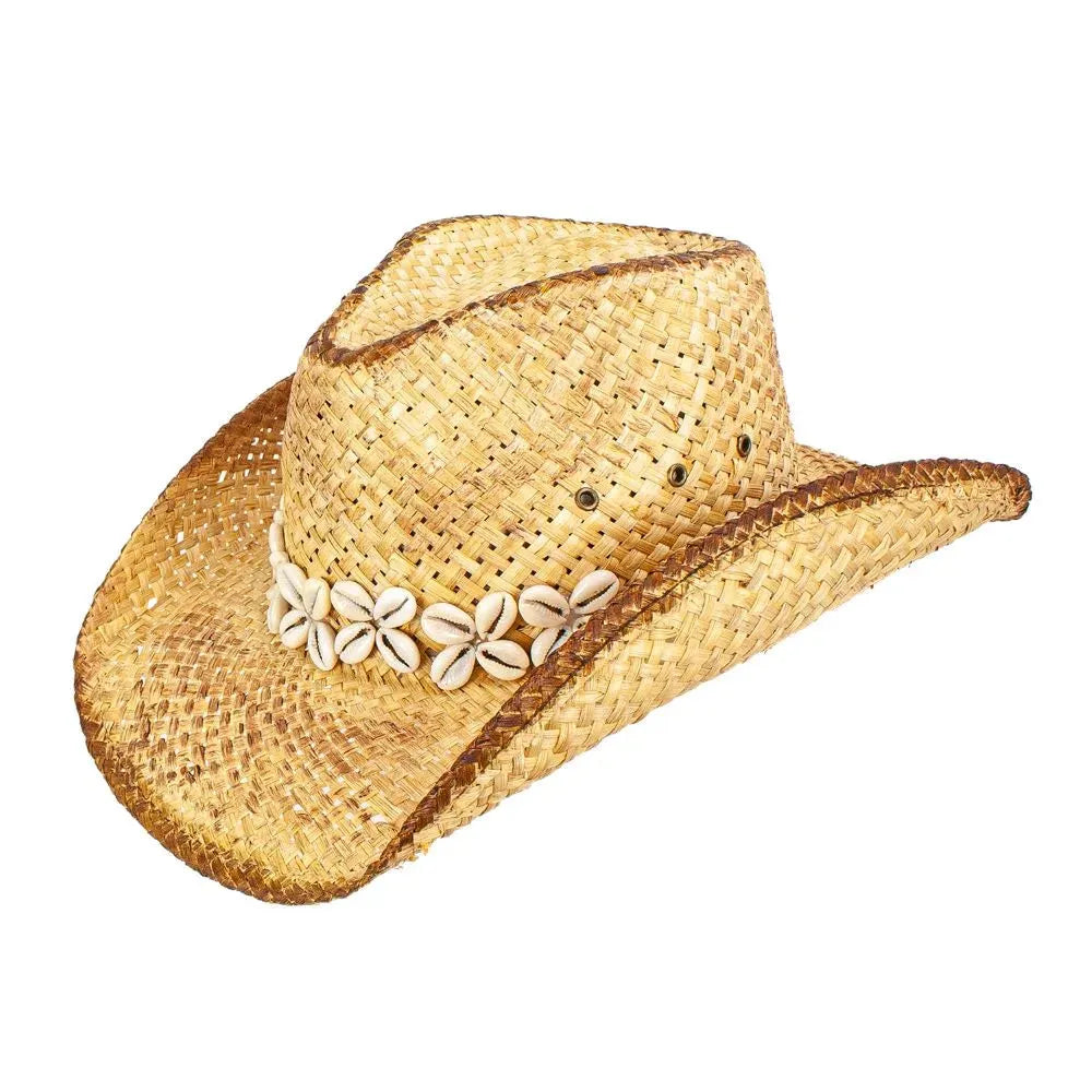 Peter Grimm Sea Straw Cowgirl Hat - Western Style Sun Hat for Women - Perfect for Beach, Outdoor, and Country Events